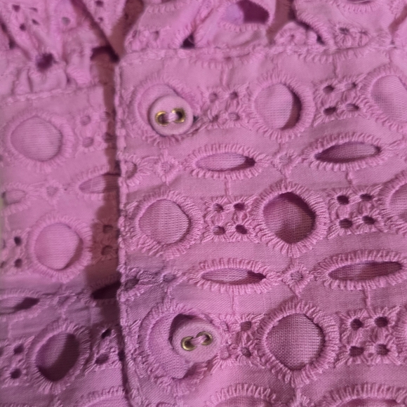 Calypso St. Barth Pink Eyelet Cotton Tassel Blouse Size Small - Picture 6 of 7
